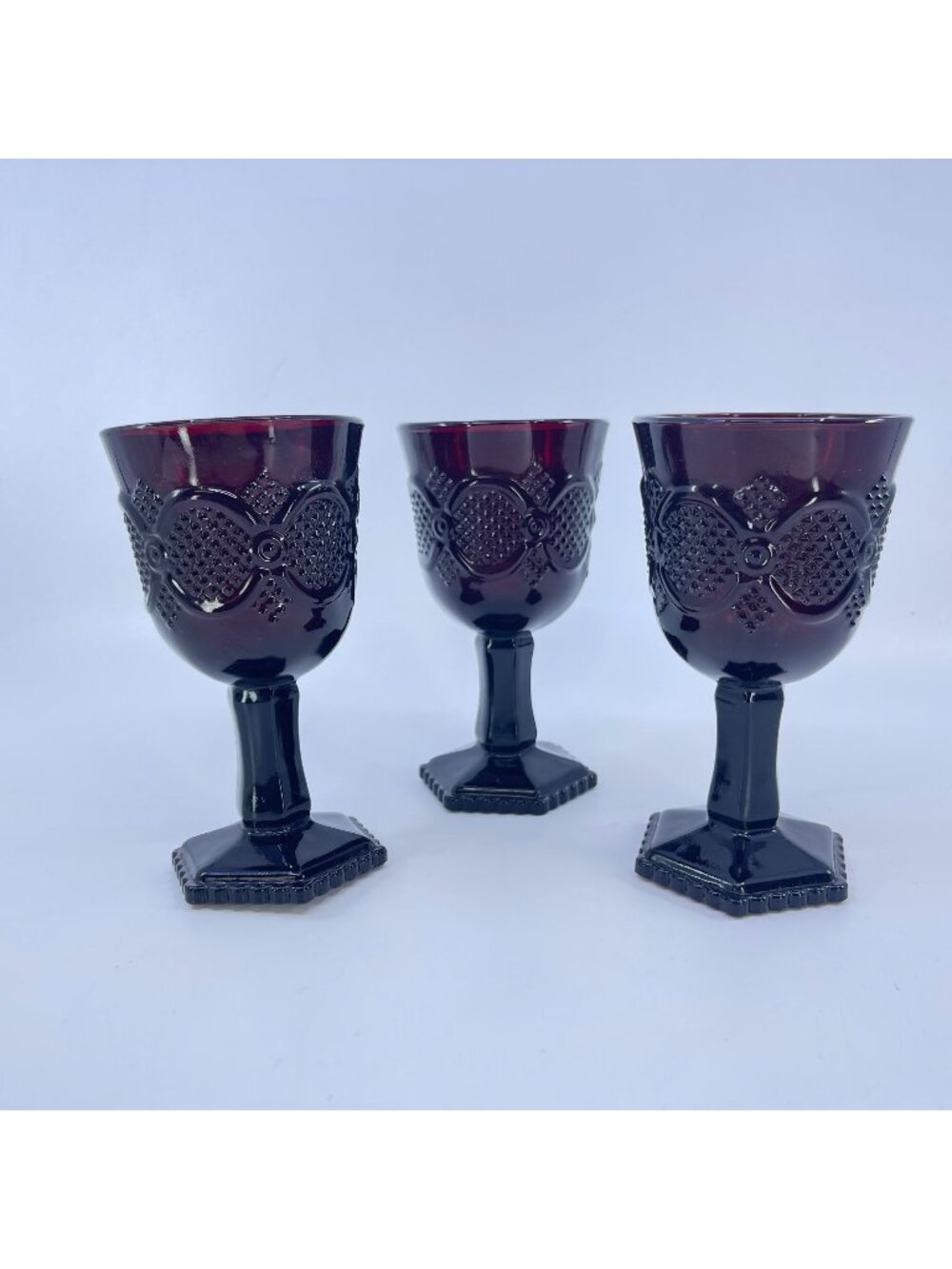 vintage avon 1876 cape cod wine goblets ruby red set of 3